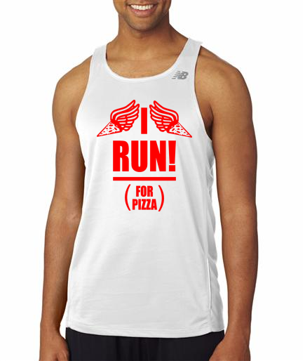 Running - I Run For Pizza - NB Mens White Singlet